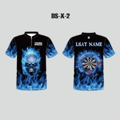 DSX2 Blue Fire Burning Skull Sublimated Custom Dart Shirts 7 DSX2 Blue Fire Burning Skull Sublimated Custom Dart Shirts -YoungSpeeds Shop DS X 2
