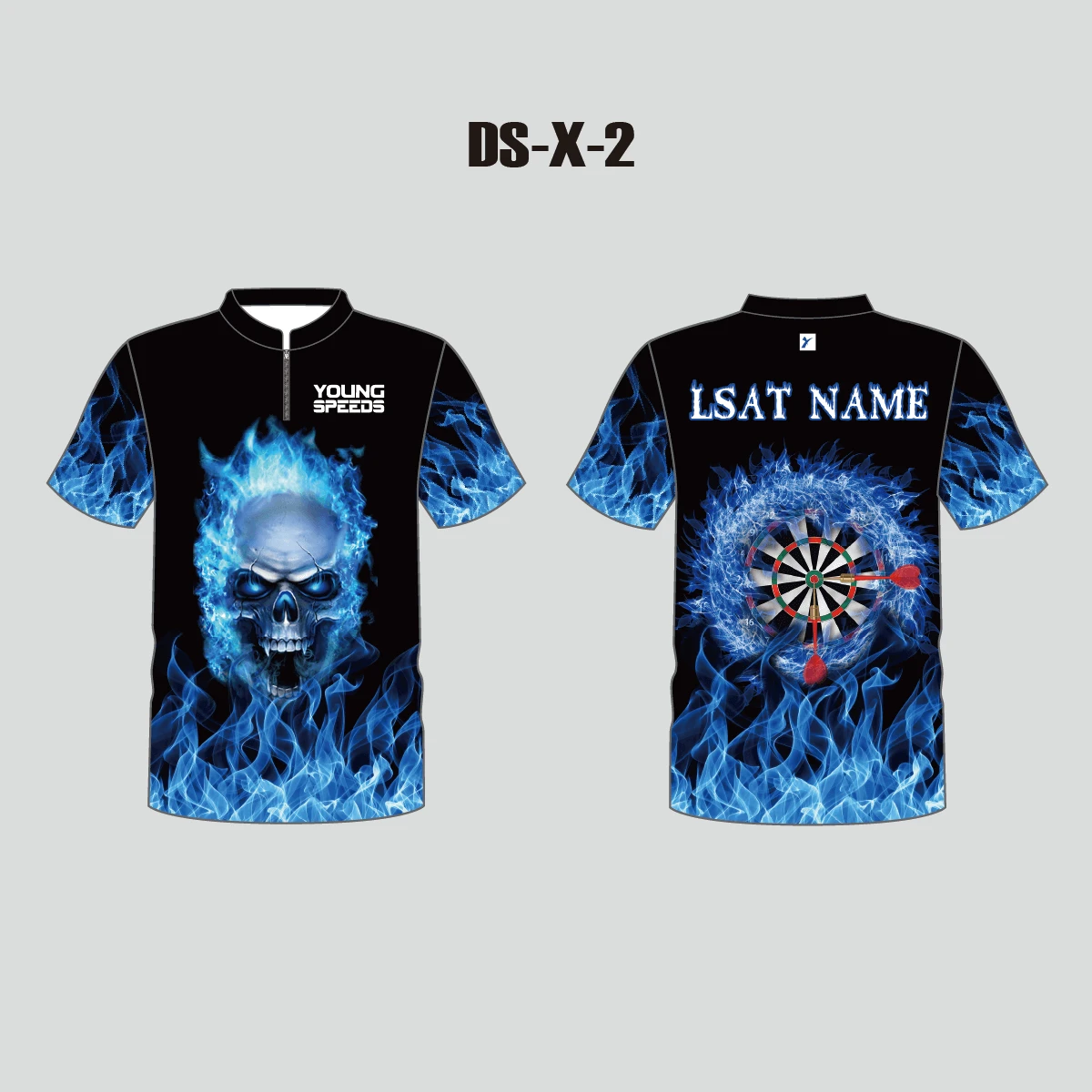 DSX2 Blue Fire Burning Skull Sublimated Custom Dart Shirts 3 DSX2 Blue Fire Burning Skull Sublimated Custom Dart Shirts - Image 3