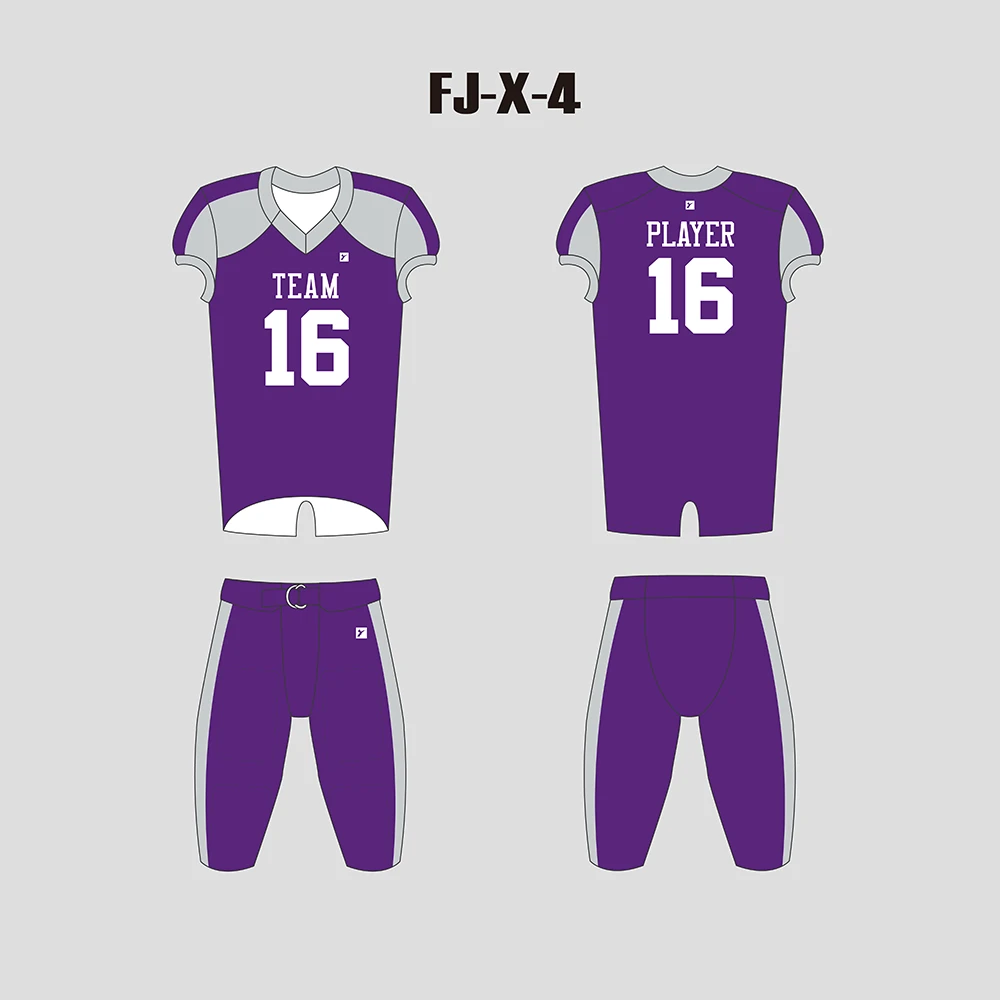 X4 Purple Grey Sublimated Blank Custom Football Uniforms Youth&Men 1 X4 Purple Grey Sublimated Blank Custom Football Uniforms Youth&Men