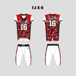 X6 Red Black And Grey Camo Custom Football Jerseys For Kids And Adults