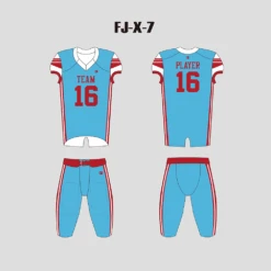 X7 Blue Red And White Custom Football Uniforms For Kids And Adults