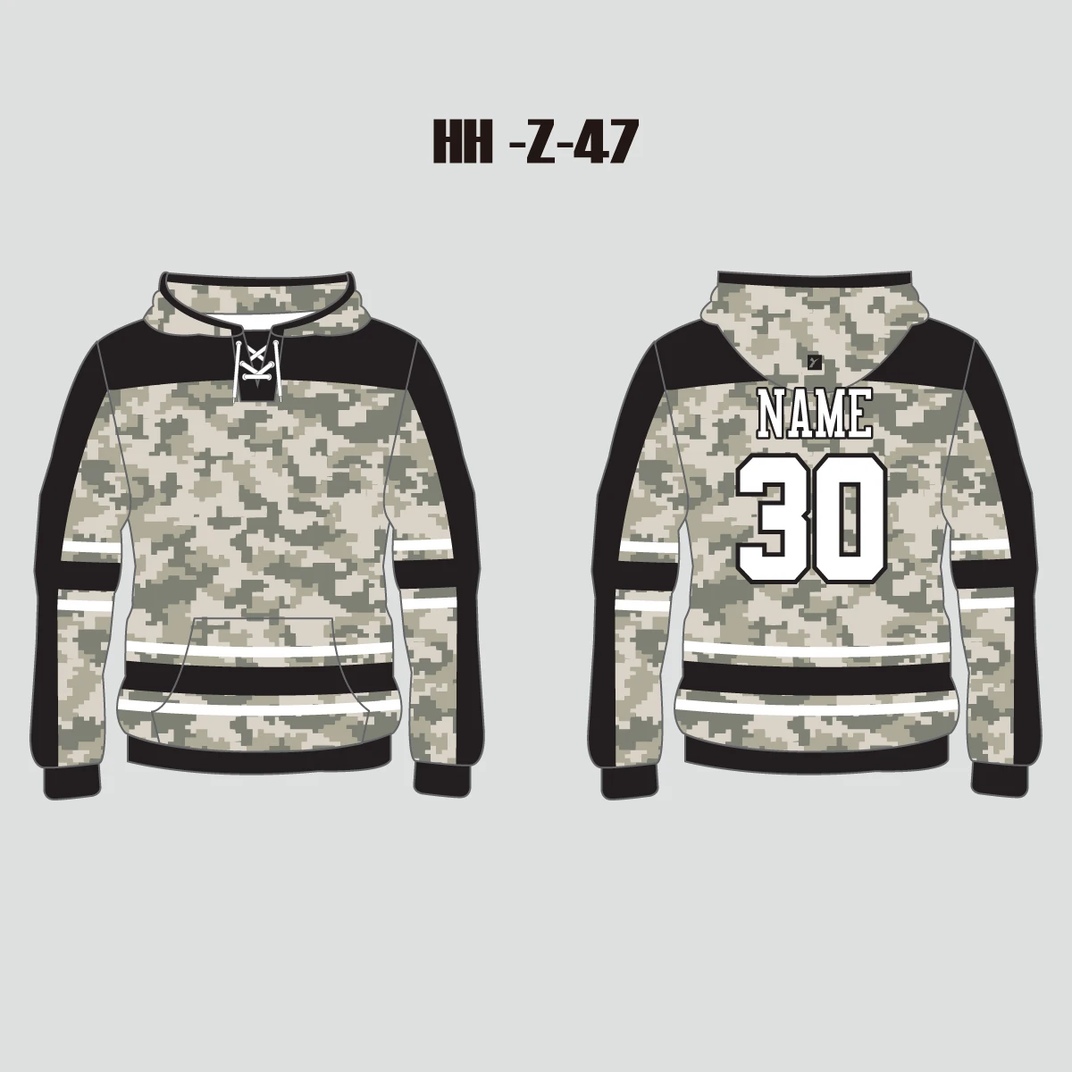 Army Camo Custom Pullover Hockey Hoodies 1 Army Camo Custom Pullover Hockey Hoodies