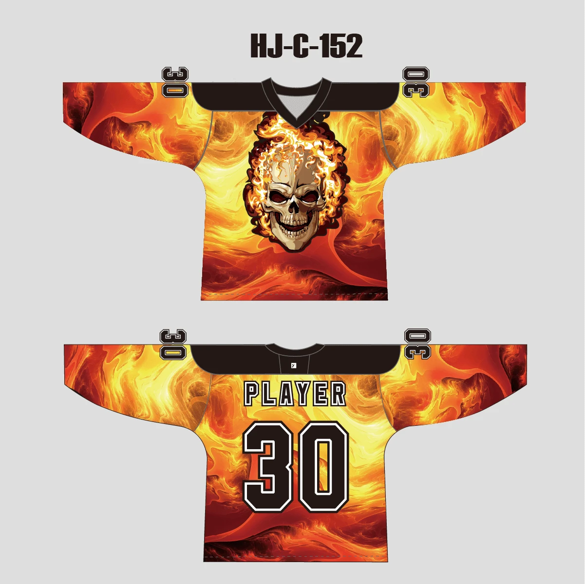 HJC152 Fire Skull Head Custom Sublimated Hockey Jerseys 3 HJC152 Fire Skull Head Custom Sublimated Hockey Jerseys - Image 3
