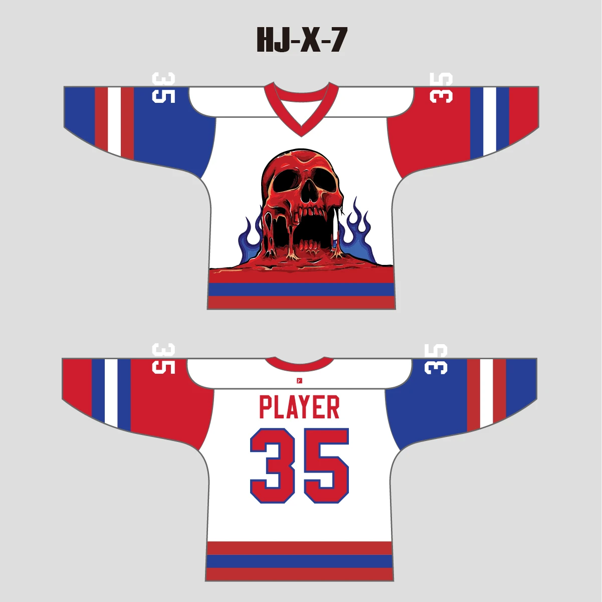 HJX7 Open Mouth Skull With Flames Custom Hockey Goalie Jerseys 3 HJX7 Open Mouth Skull With Flames Custom Hockey Goalie Jerseys - Image 3