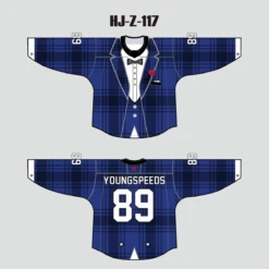 HJZ117 Blue Tuxedo Sublimated Custom Hockey Goalie Jerseys -YoungSpeeds Shop HJ Z 117