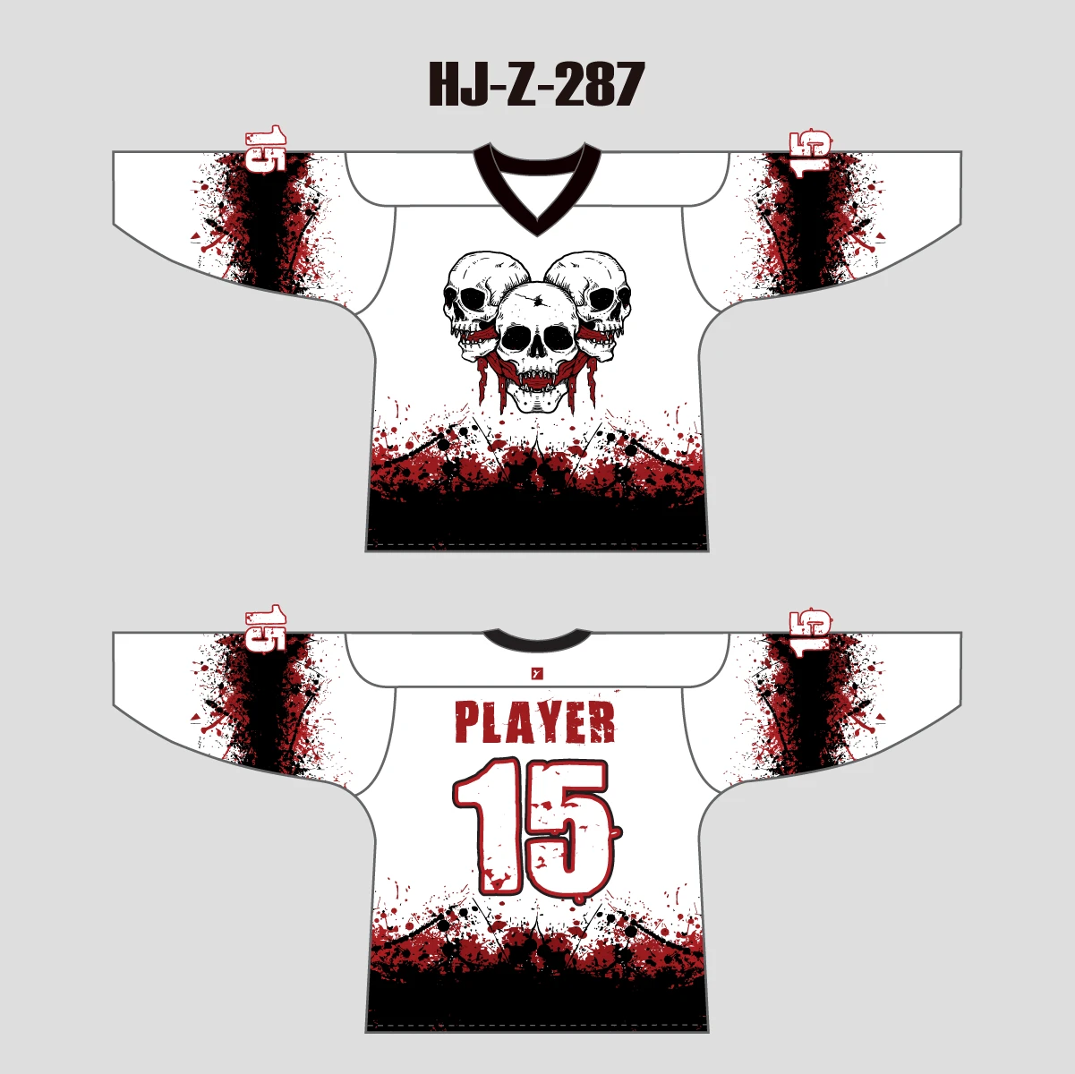 HJZ287 Three Headed Skull Sublimated Custom Cool Hockey Jerseys 3 HJZ287 Three Headed Skull Sublimated Custom Cool Hockey Jerseys - Image 3
