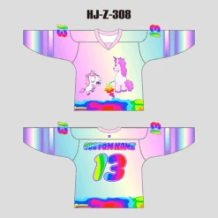 HJZ308 Unicorn Pissing Rainbow Hilarious Custom Hockey Jerseys -YoungSpeeds Shop HJ Z 308