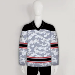 Snow Digital Army Camo Pattern 3 Custom Blank Hockey Jerseys -YoungSpeeds Shop HJC A15 Front