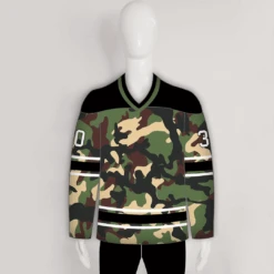 Woodland Army Camo Custom Made Hockey Jerseys