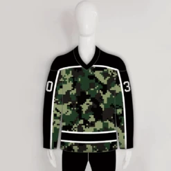 Green Pixel Army Camo Hockey Jerseys Custom Made
