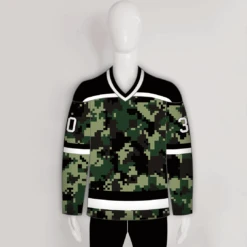 Green Pixel Army Camo Hockey Jerseys Custom Made -YoungSpeeds Shop HJC A36 Front