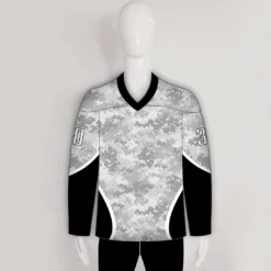Snow Digital Camouflage Pattern 1 Custom Made Hockey Jerseys -YoungSpeeds Shop HJC A37 Front