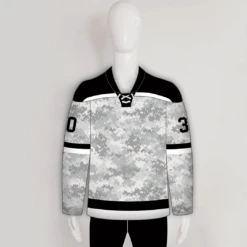 Snow Digital Camouflage Pattern 1 Custom Made Hockey Jerseys -YoungSpeeds Shop HJC A40 Front