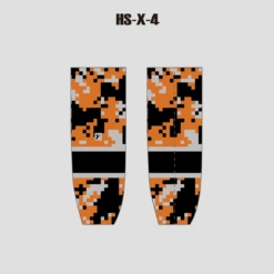 HSX4 Orange Gray Camo Custom Adult Youth Hockey Socks