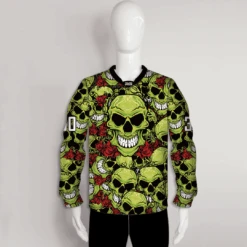 PJL8 Green Skull And Rose Sublimated Custom Paintball Jerseys