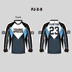 PJX9 Blue Lattice Pattern Sublimated Custom Paintball Jerseys No Minimums -YoungSpeeds Shop PJ X 9