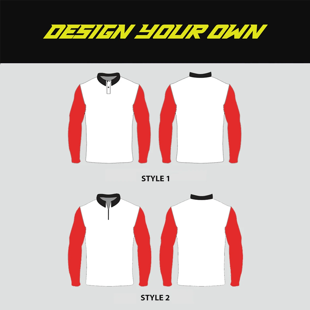 Sublimated Custom Long Sleeve Polo Shirts - DESIGN YOUR OWN 1 Sublimated Custom Long Sleeve Polo Shirts - DESIGN YOUR OWN