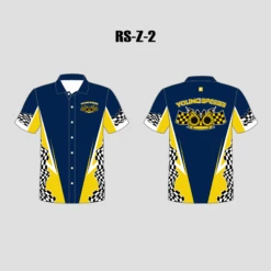 RSZ2 Navy Gold Full Button Custom Pit Crew Racing Team Shirts
