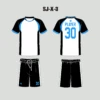 X3 White Black Blue Custom College And High School Soccer Uniforms