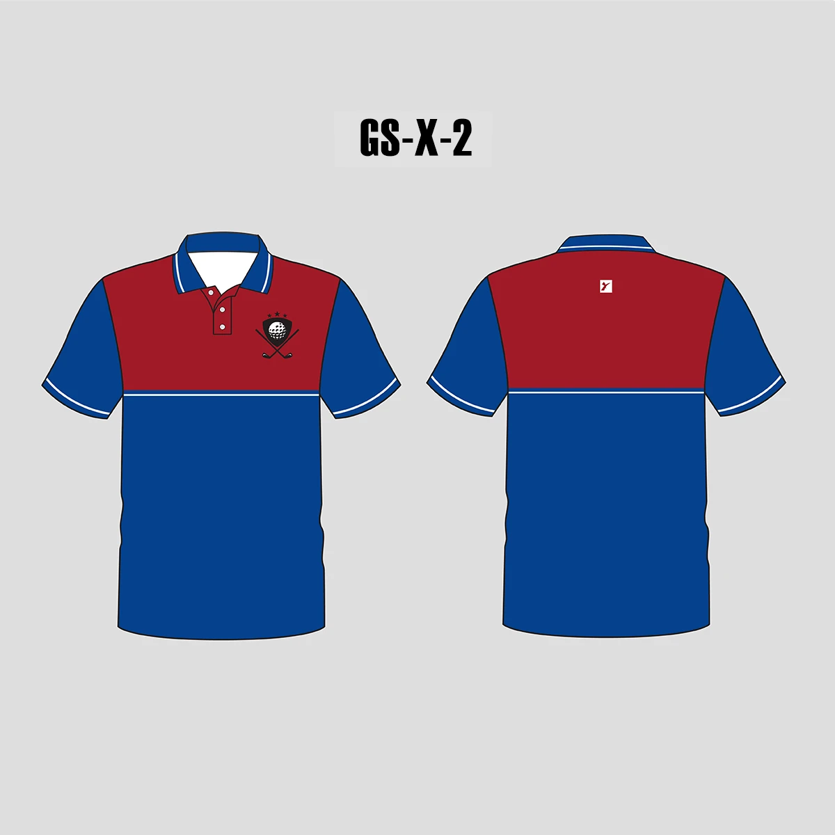 X2 Blue Red Custom Team Golf Shirts 1 X2 Blue Red Custom Team Golf Shirts