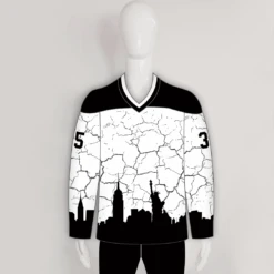 HJX3 New York Skyline Cracking Pattern Custom Cool Hockey Jerseys