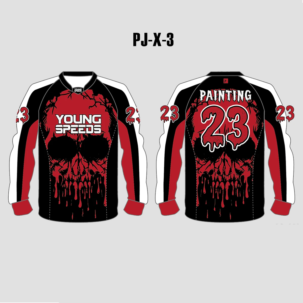 PJX3 Dripping Skull Custom Black And Red Paintball Jerseys 3 PJX3 Dripping Skull Custom Black And Red Paintball Jerseys - Image 3