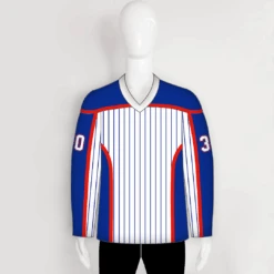 HJX5 Red Blue Pinstripes Blank Custom Hockey Team Jerseys