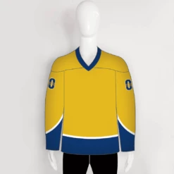 YS13 Gold Blue Sublimated Custom Ice Roller Hockey Jerseys