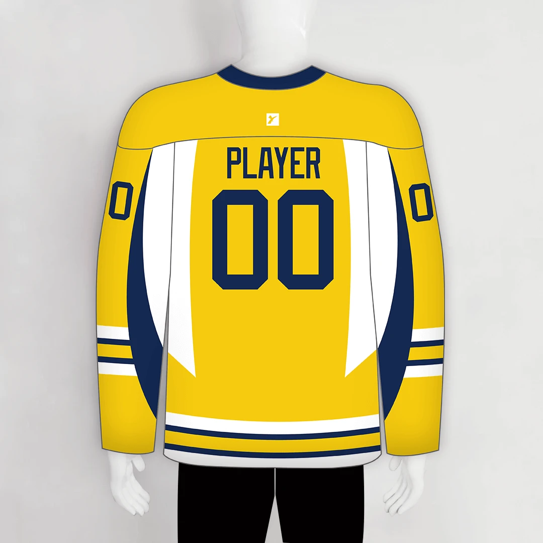 YS16 Gold Navy White Custom Sublimated Plain Hockey Jerseys 2 YS16 Gold Navy White Custom Sublimated Plain Hockey Jerseys - Image 2
