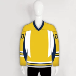 YS16 Gold Navy White Custom Sublimated Plain Hockey Jerseys