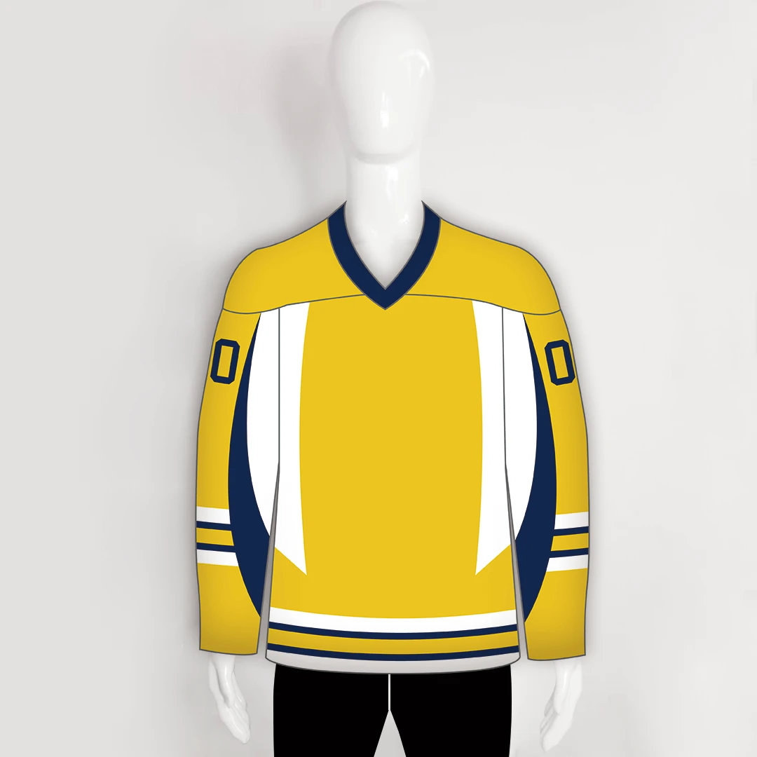 YS16 Gold Navy White Custom Sublimated Plain Hockey Jerseys 1 YS16 Gold Navy White Custom Sublimated Plain Hockey Jerseys