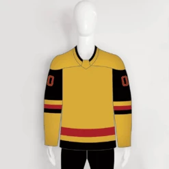 YS17 Gold Black Red Custom Beer League Blank Hockey Jerseys