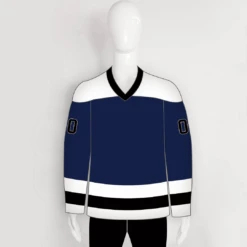 YS27 Navy Blue White Black Sublimated Custom Ice Roller Hockey Jerseys