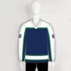 YS30 Blue/White/Green Sublimated Custom Ice Hockey Sweaters Jerseys