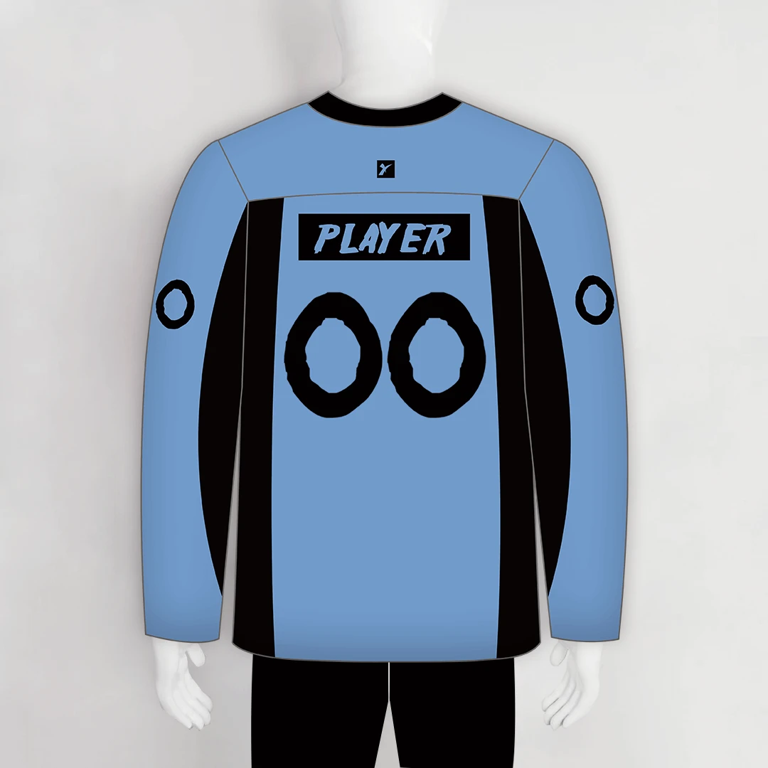 YS33 Light Blue/Black Sublimated Custom Plain Hockey Jerseys 2 YS33 Light Blue/Black Sublimated Custom Plain Hockey Jerseys - Image 2