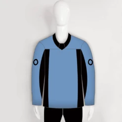 YS33 Light Blue/Black Sublimated Custom Plain Hockey Jerseys