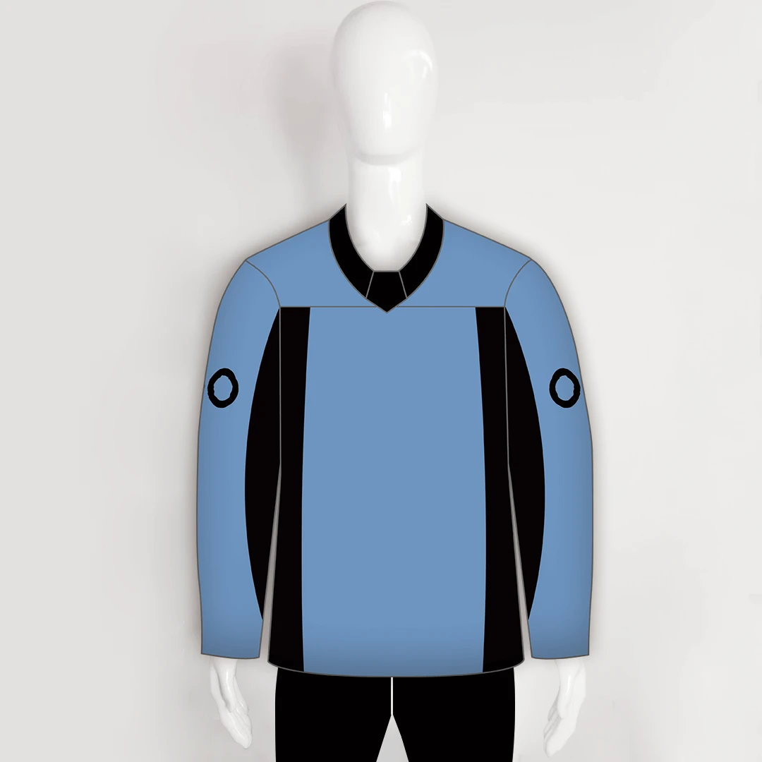 YS33 Light Blue/Black Sublimated Custom Plain Hockey Jerseys 1 YS33 Light Blue/Black Sublimated Custom Plain Hockey Jerseys