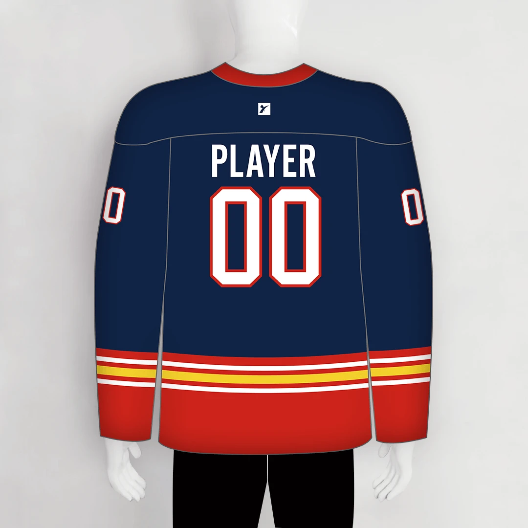 YS38 Navy/Red/Gold Custom Sublimated Plain Hockey Jerseys 2 YS38 Navy/Red/Gold Custom Sublimated Plain Hockey Jerseys - Image 2