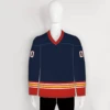 YS38 Navy/Red/Gold Custom Sublimated Plain Hockey Jerseys