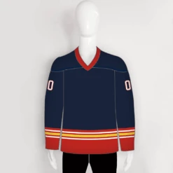 YS38 Navy/Red/Gold Custom Sublimated Plain Hockey Jerseys