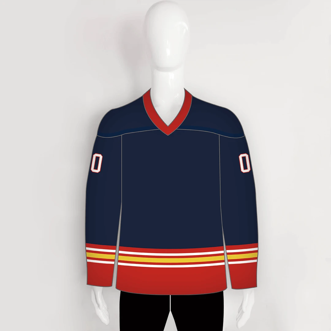 YS38 Navy/Red/Gold Custom Sublimated Plain Hockey Jerseys 1 YS38 Navy/Red/Gold Custom Sublimated Plain Hockey Jerseys