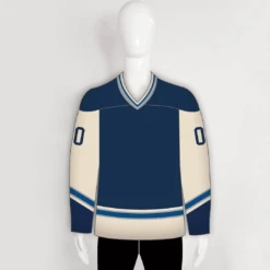 YS41 Navy/Cream Sublimated Custom Ice Roller Blank Hockey Jerseys