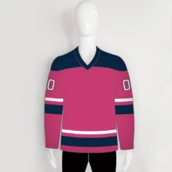 YS52 Pink/Navy Sublimated Ice Roller Hockey Jerseys Custom Design