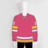 YS54 Pink/Gold/White Custom Blank Hockey Jerseys With Laces