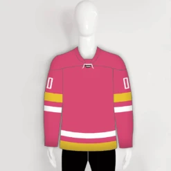 YS54 Pink/Gold/White Custom Blank Hockey Jerseys With Laces