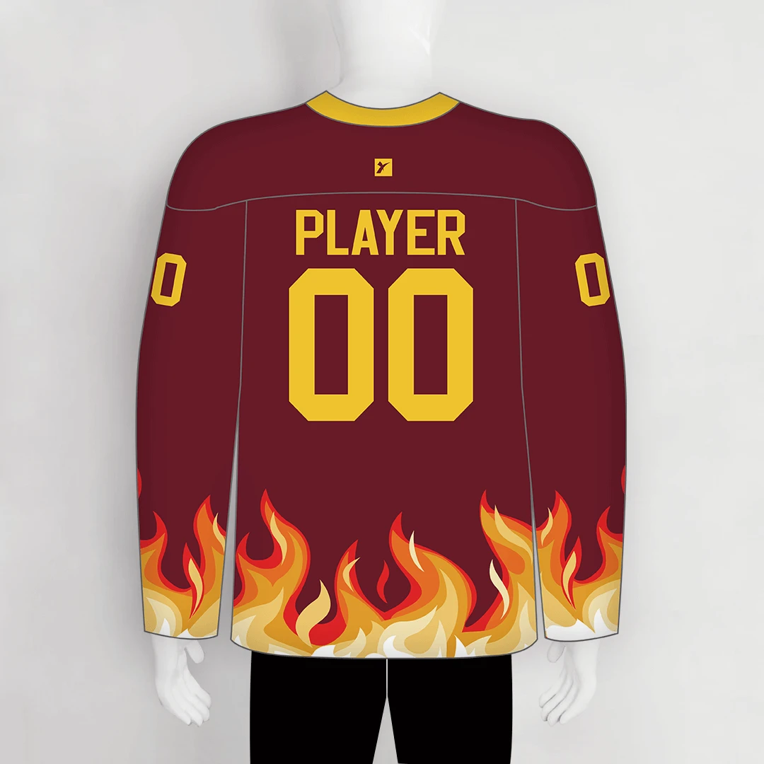 YS58 Maroon/Gold Sublimated Custom Hockey Jerseys Design 2 YS58 Maroon/Gold Sublimated Custom Hockey Jerseys Design - Image 2