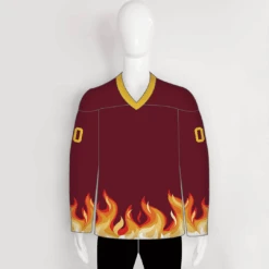 YS58 Maroon/Gold Sublimated Custom Hockey Jerseys Design