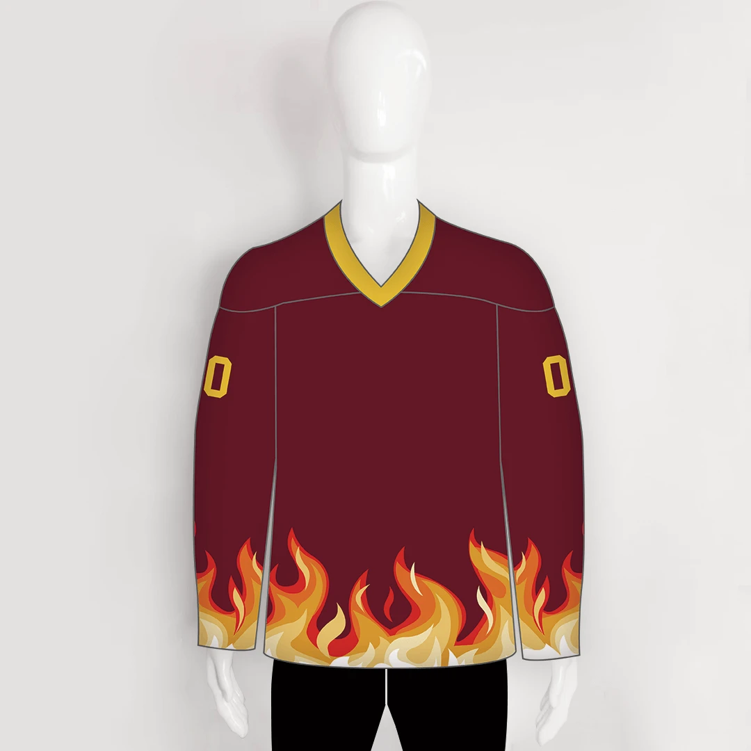 YS58 Maroon/Gold Sublimated Custom Hockey Jerseys Design 1 YS58 Maroon/Gold Sublimated Custom Hockey Jerseys Design