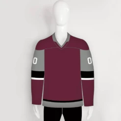 YS59 Maroon/Grey/Black Sublimated Custom Hockey Jerseys Design