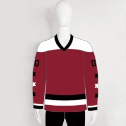 YS60 Burgundy/White/Black Custom Ice Roller Hockey Jerseys Design